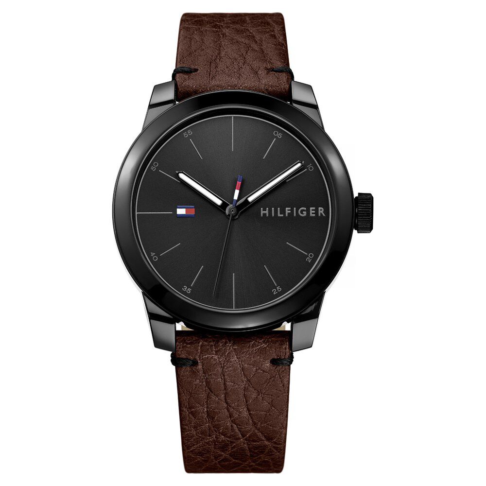 Tommy Hilfiger Quartz Analog Black Dial Leather Strap Watch for Men-NCTH1791383W
