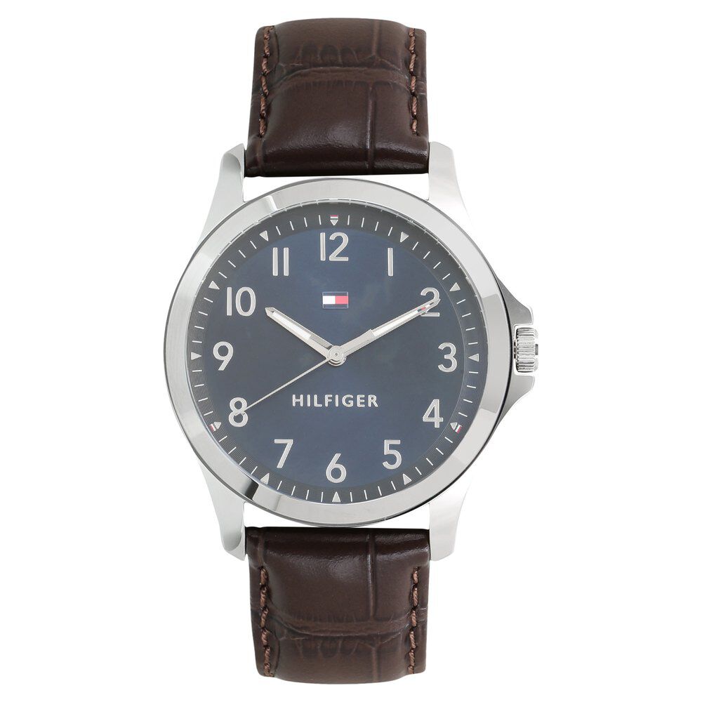 Tommy Hilfiger Quartz Analog Blue Dial Leather Strap Watch for Men-TH1791449