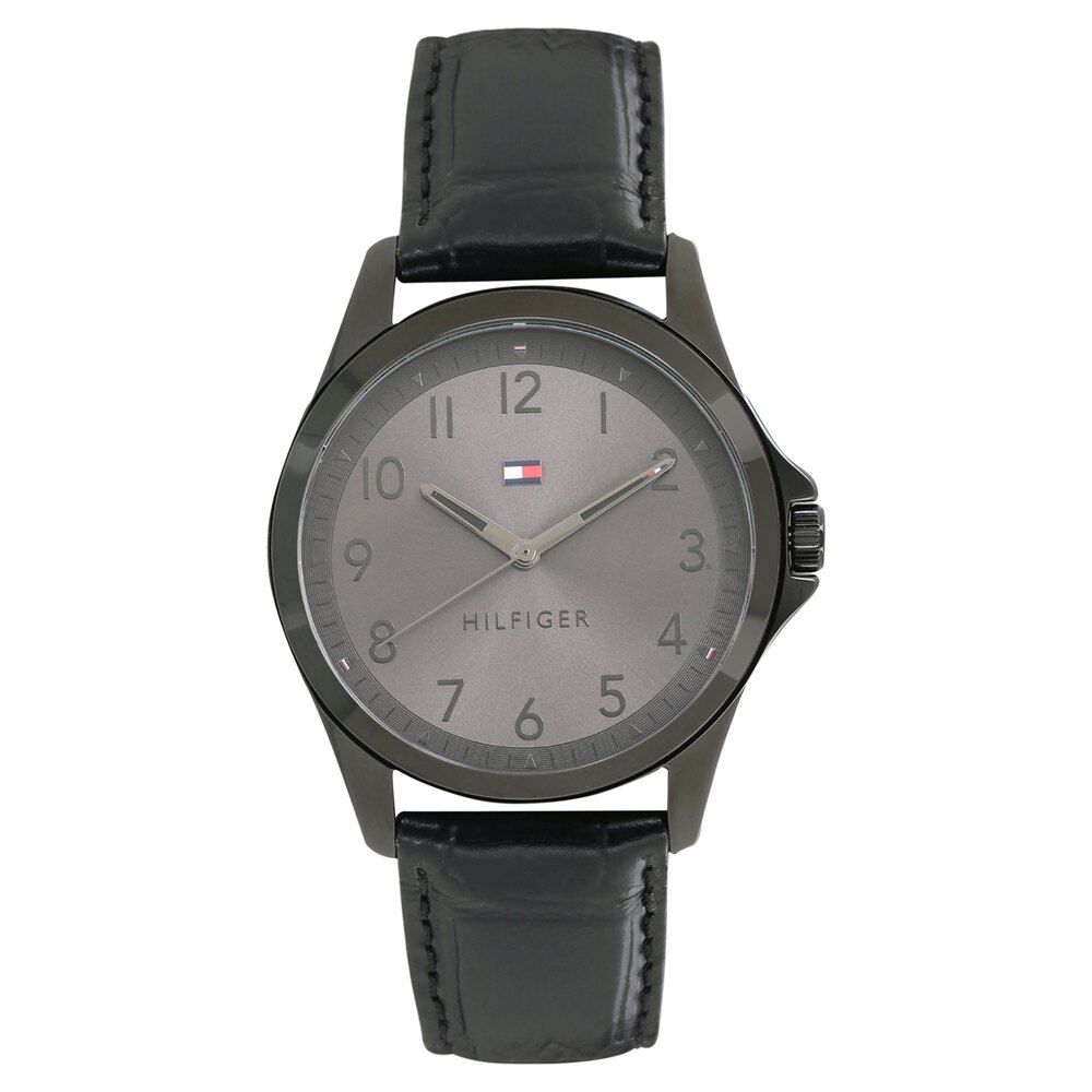 Tommy Hilfiger Quartz Analog Grey Dial Leather Strap Watch for Men-NCTH1791450W