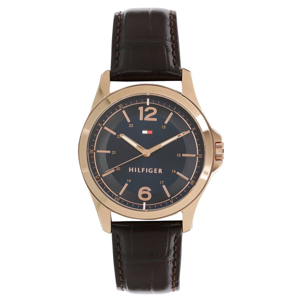 Tommy Hilfiger Quartz Analog Blue Dial Leather Strap Watch for Men-NCTH1791451