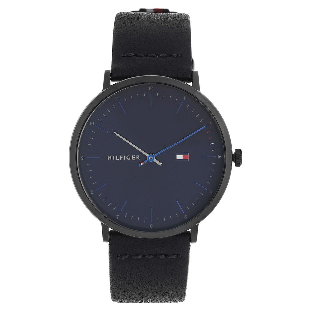 Tommy Hilfiger Quartz Analog Blue Dial Leather Strap Watch for Men-NCTH1791462