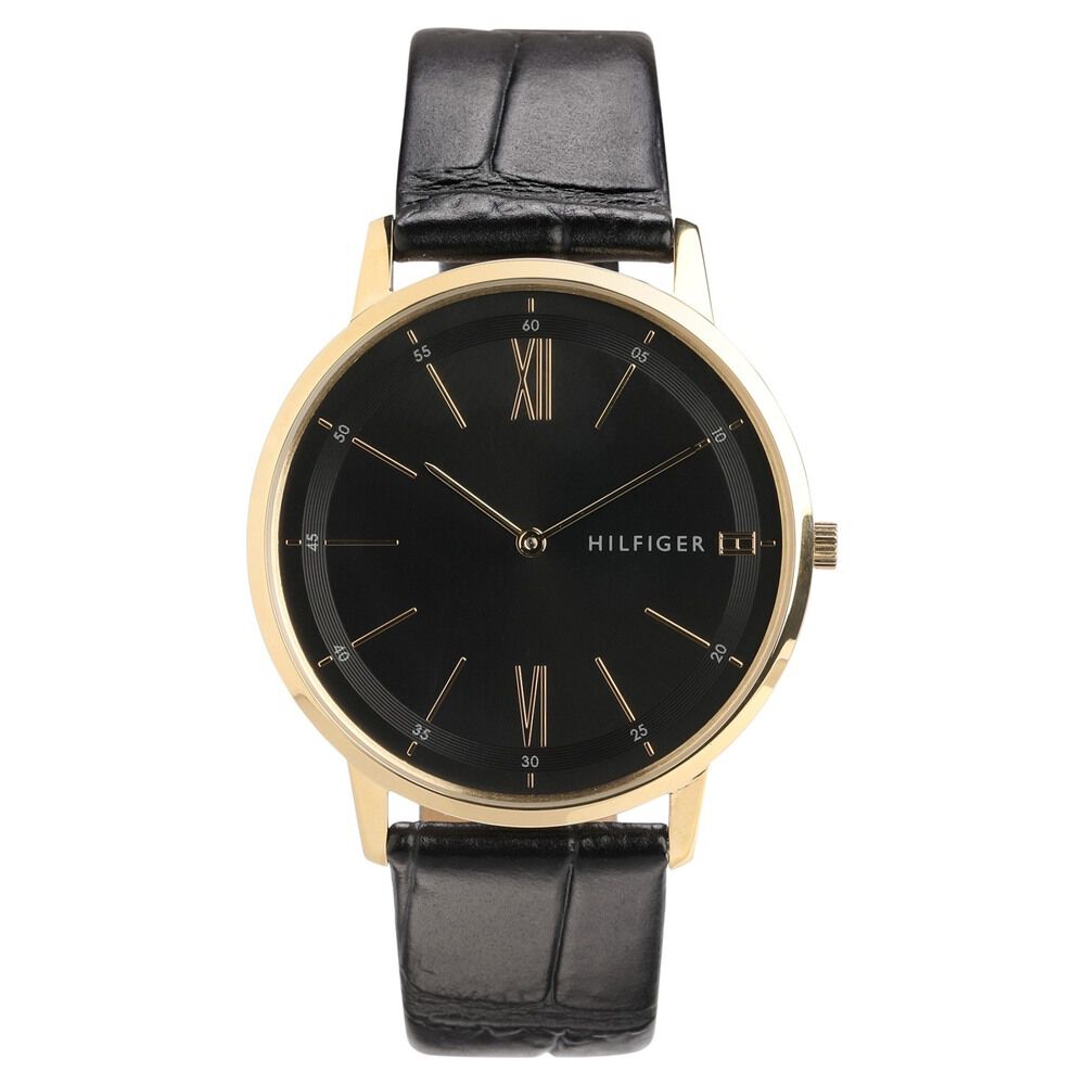 Tommy Hilfiger Quartz Analog Black Dial Leather Strap Watch for Men-NCTH1791517W