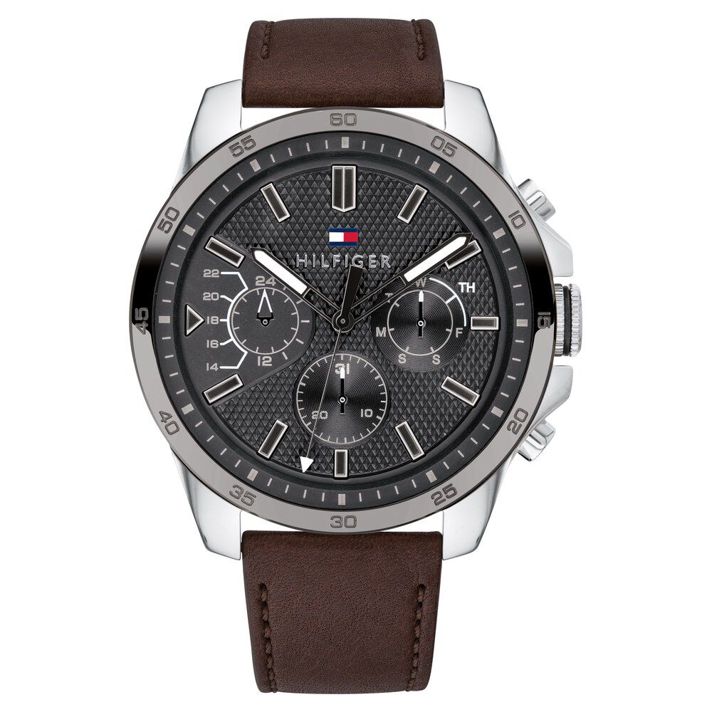 Tommy Hilfiger Quartz Analog Black Dial Leather Strap Watch for Men-NCTH1791562W