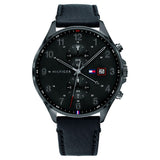 Tommy Hilfiger Quartz Multifunction Black Dial Leather Strap Watch for Men NETH1791711