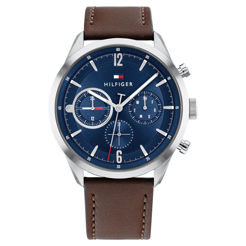 Tommy Hilfiger Blue Dial Leather Strap Watch for Men-NTTH1791940