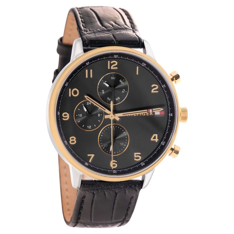 Tommy Hilfiger Multifunction Black Dial Watch For Men