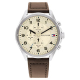 Tommy Hilfiger Quartz Multifunction Orange Dial Leather Strap Watch for Men TH1792003