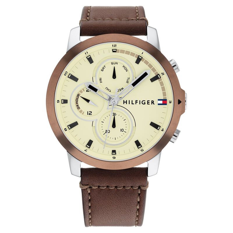 Tommy Hilfiger Off White Dial Quartz Analog With Date Watch For Men