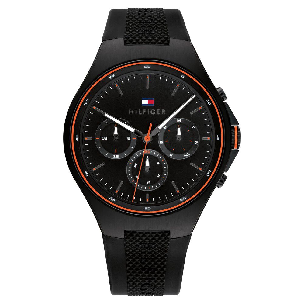 Tommy Hilfiger Black Dial Black Colour Silicone Strap Watch for Men TH1792056