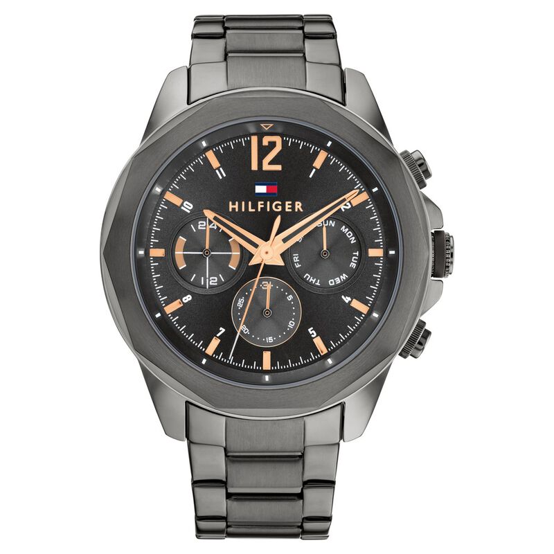 Tommy Hilfiger Grey Dial Grey Stainless Steel Strap Watch For Men