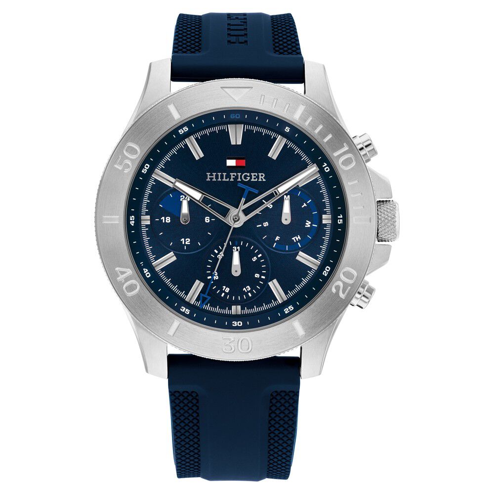 Tommy Hilfiger Quartz Multifunction Blue Dial Blue Silicone Strap Watch for Men TH1792112