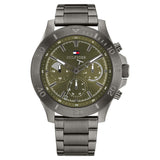 Tommy Hilfiger Quartz Multifunction Green Dial Grey Stainless Steel Strap Watch for Men TH1792115