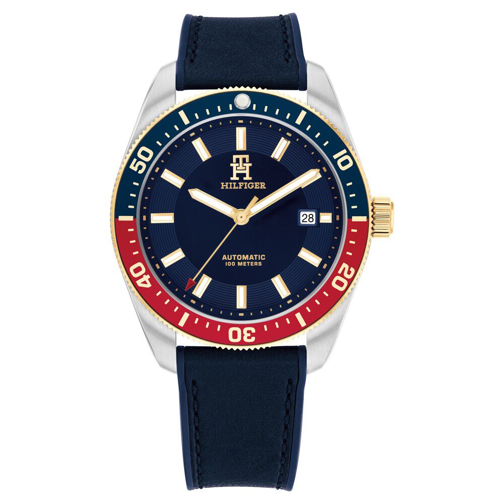 Tommy Hilfiger Automatic Blue Dial Blue Color Silicone Strap Watch For Men-TH1792141