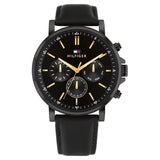 Tommy Hilfiger Quartz Multifunction Black Dial Black Leather Strap Watch for Men TH1792144