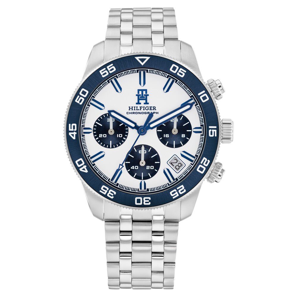 Tommy Hilfiger Chronograph White Dial Stainless Steel Strap Watch For Men TH1792157W