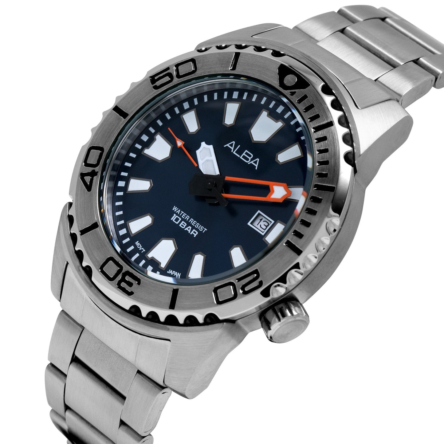 Alba AG8M07X1 Blue Dial Watch With 2 Way Rotating Bezel