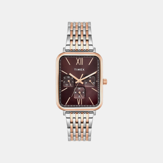 Trendline Men Quartz Brown Dial Multi-Function Stainless Steel Watch TWEG34601