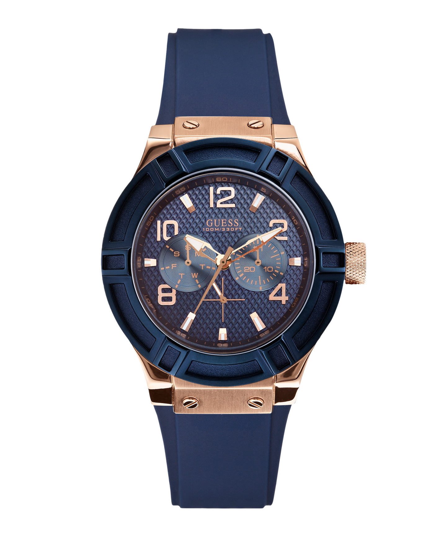 GUESS Ladies Blue Rose Gold Tone/Blue Multi-function Watch