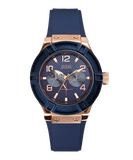 GUESS Ladies Blue Rose Gold Tone/Blue Multi-function Watch