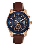 GUESS Mens Brown Rose Gold Tone Chronograph Watch