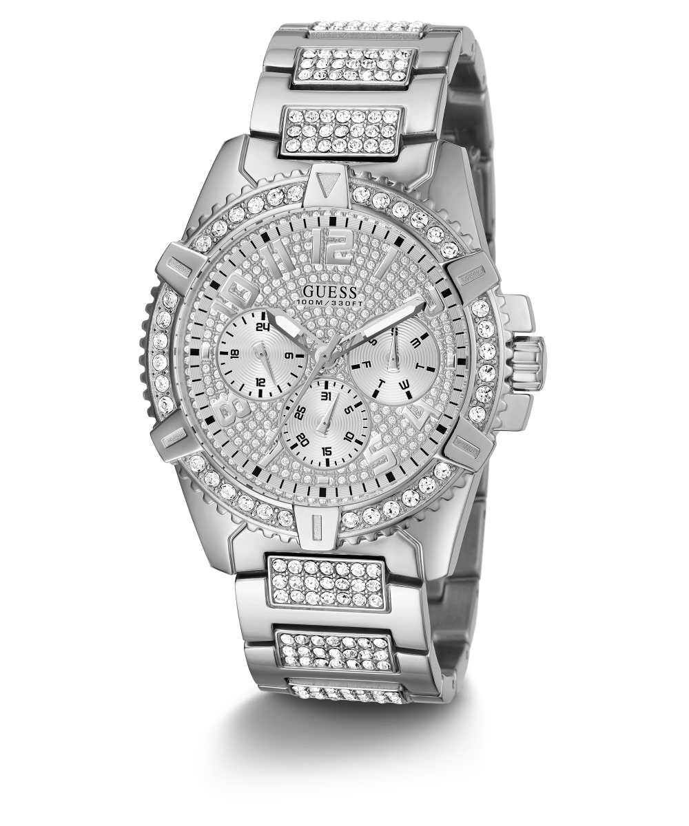 GUESS Mens Silver Tone Multi-function Watch