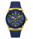 GUESS Mens Blue Gold Tone Multi-function Watch