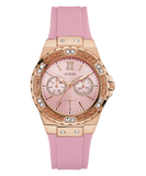 GUESS Ladies Pink Rose Gold Tone Multi-function Watch