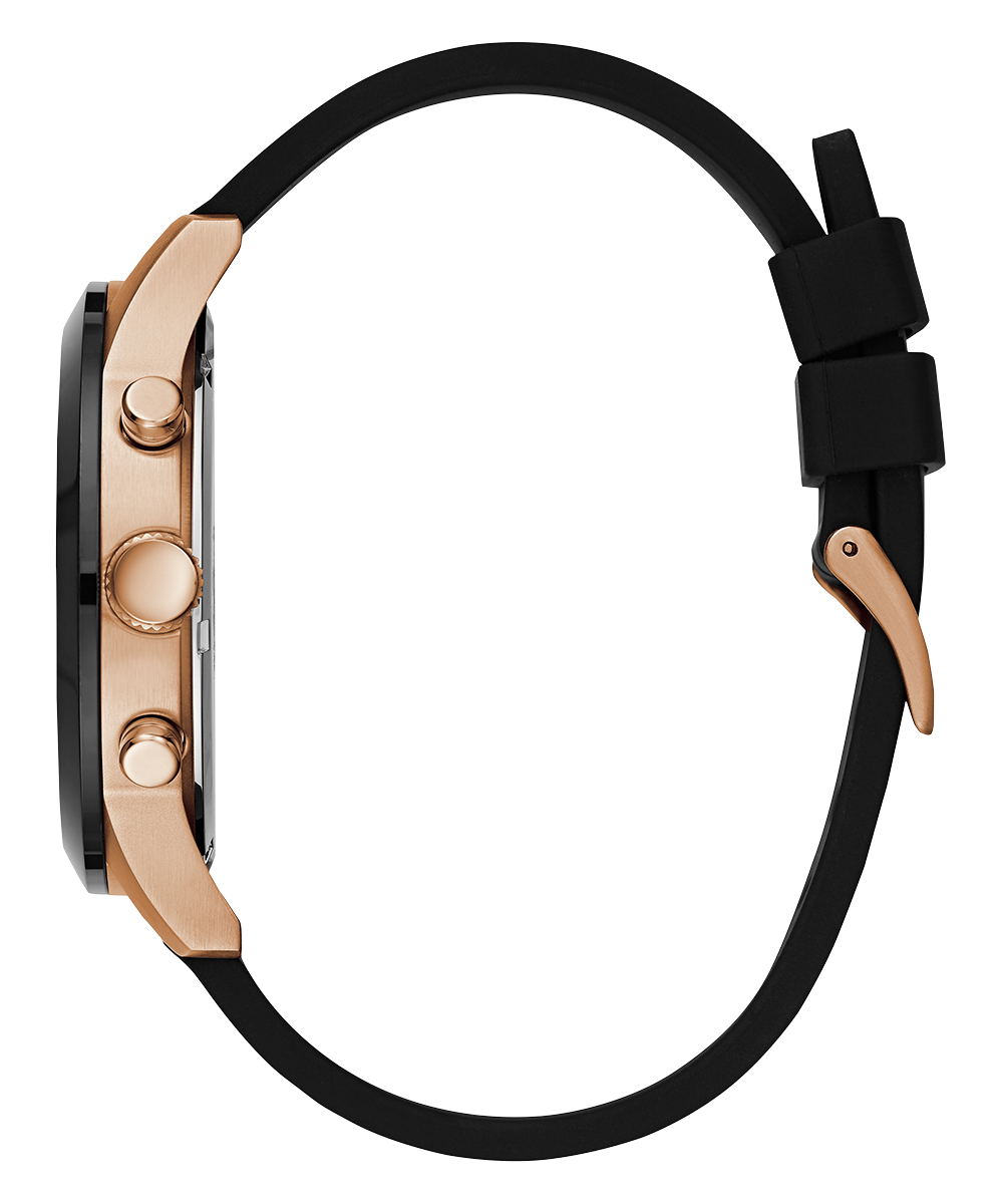 GUESS Mens Black Rose Gold Tone Chronograph Watch