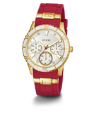 GUESS Ladies Red Gold Tone Multi-function Watch