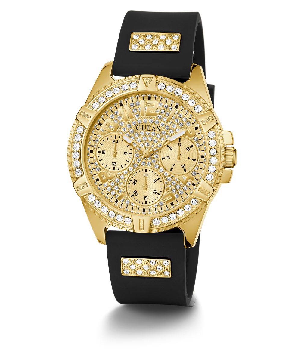 GUESS Ladies Black Gold Tone Multi-function Watch