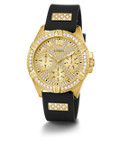 GUESS Ladies Black Gold Tone Multi-function Watch