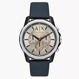 Armani Exchange Chronograph Blue Leather Watch AX1744