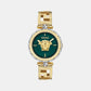 Medusa Jewel Women Quartz Green Dial Analog Stainless Steel Watch VE0B00325