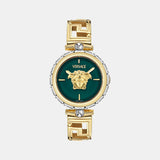Medusa Jewel Women Quartz Green Dial Analog Stainless Steel Watch VE0B00325
