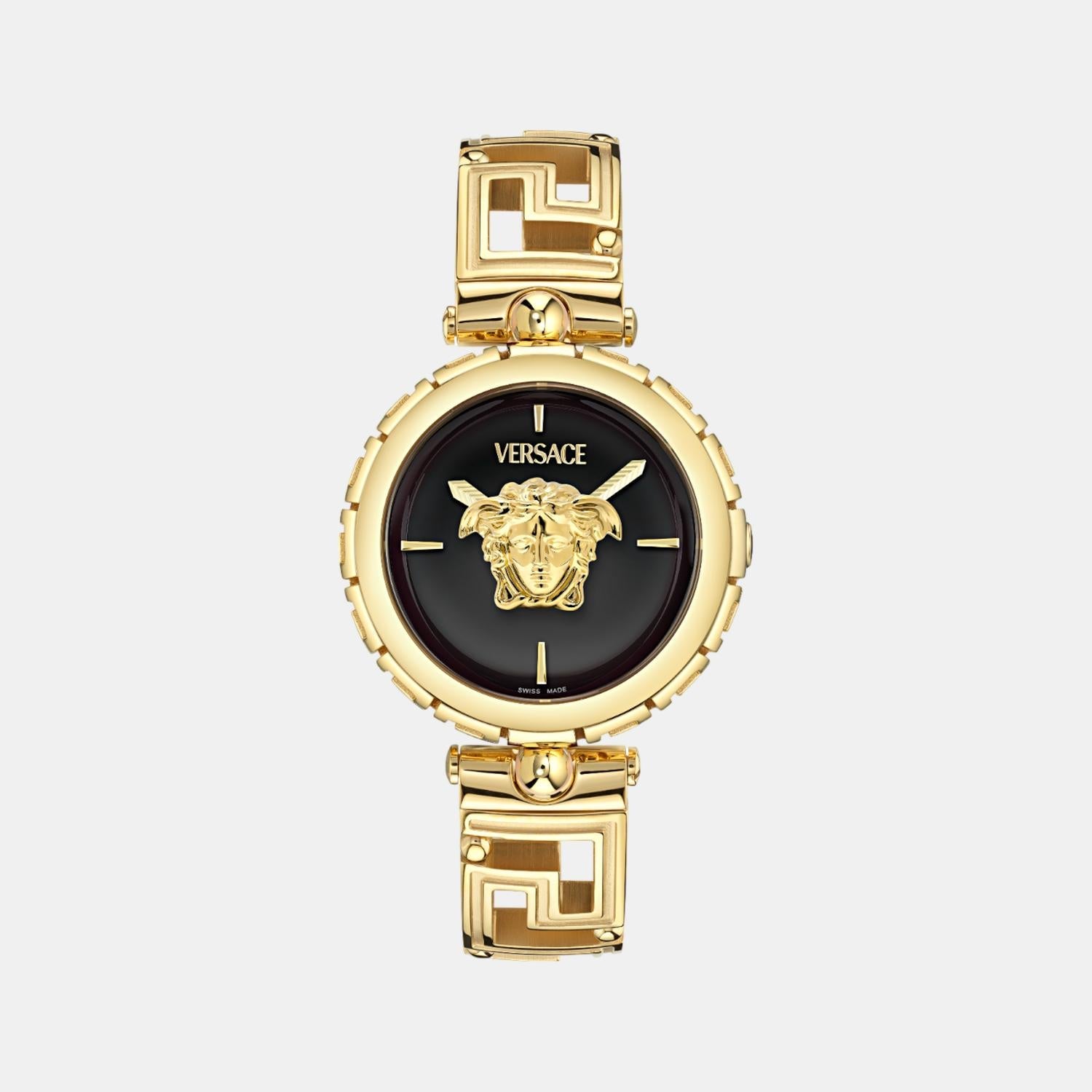 Medusa Jewel Women Quartz Black Dial Analog Stainless Steel Watch VE0B00525
