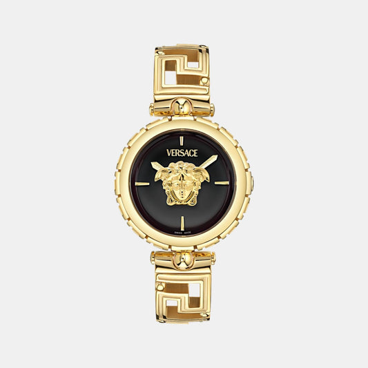 Medusa Jewel Women Quartz Black Dial Analog Stainless Steel Watch VE0B00525