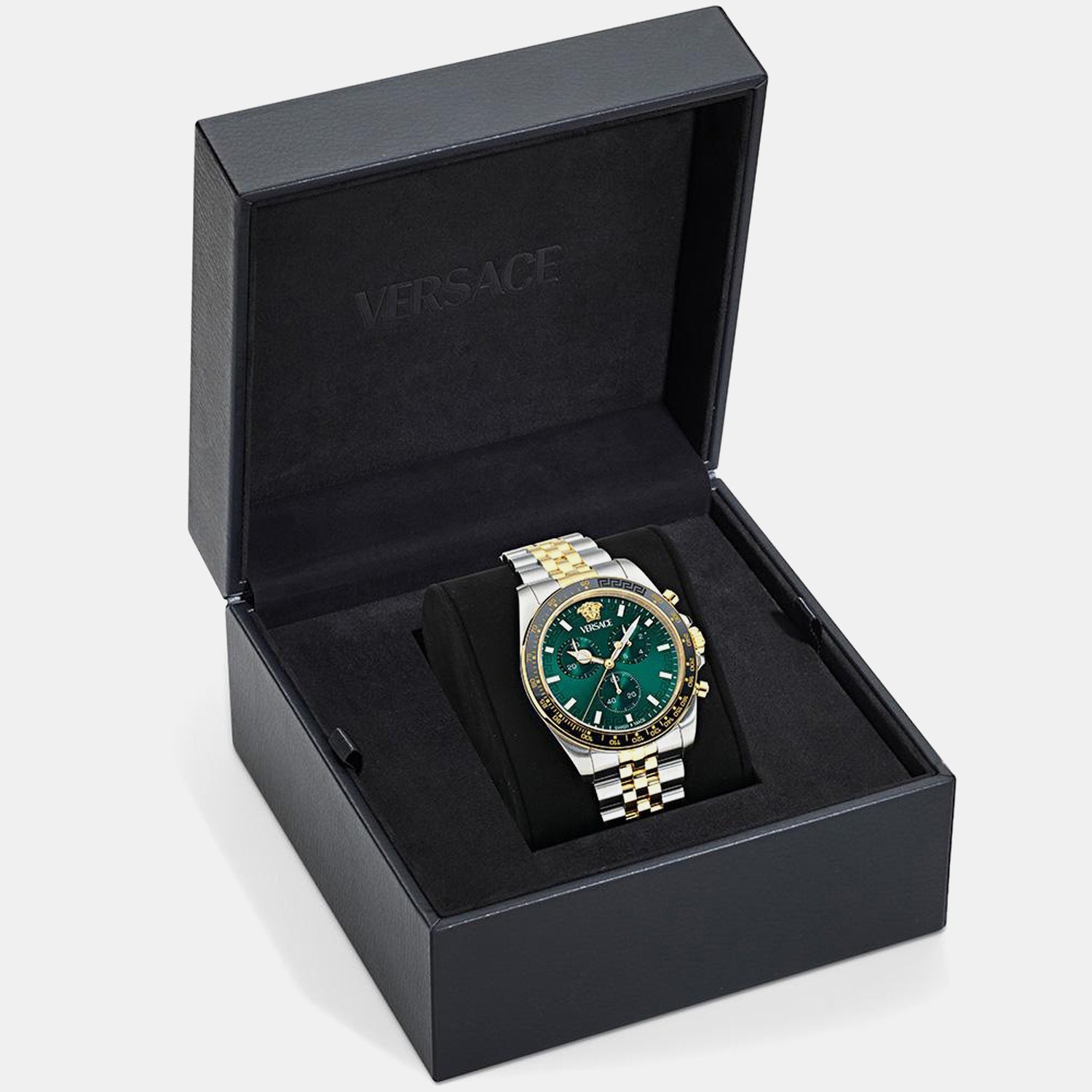 Greca Chr Wave (Wc-0H) Men Quartz Green Dial Chronograph Stainless Steel Watch VE0H00425