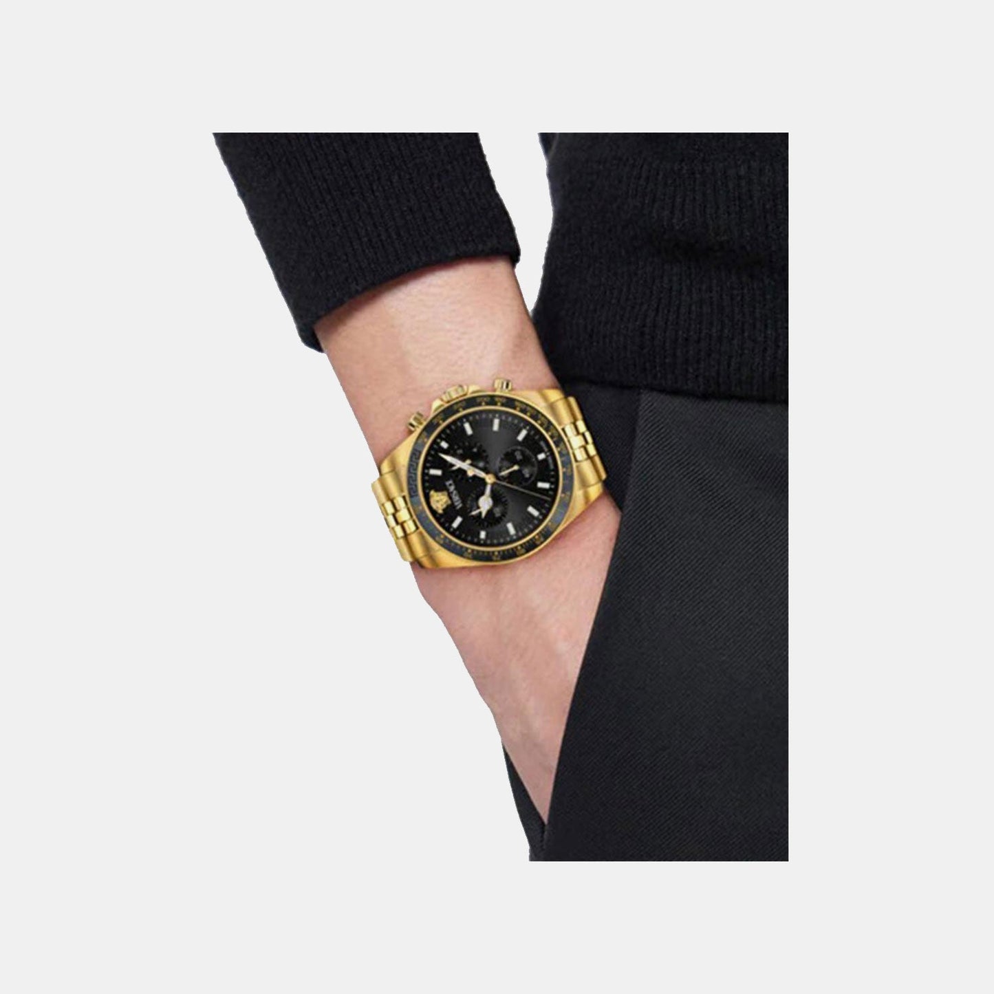 Greca Chr Wave (Wc-0H) Men Quartz Black Dial Chronograph Stainless Steel Watch VE0H00525
