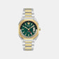 V-Contempo Gmt(Wc-0I) Men Quartz Green Dial Analog Stainless Steel Watch VE0I00325