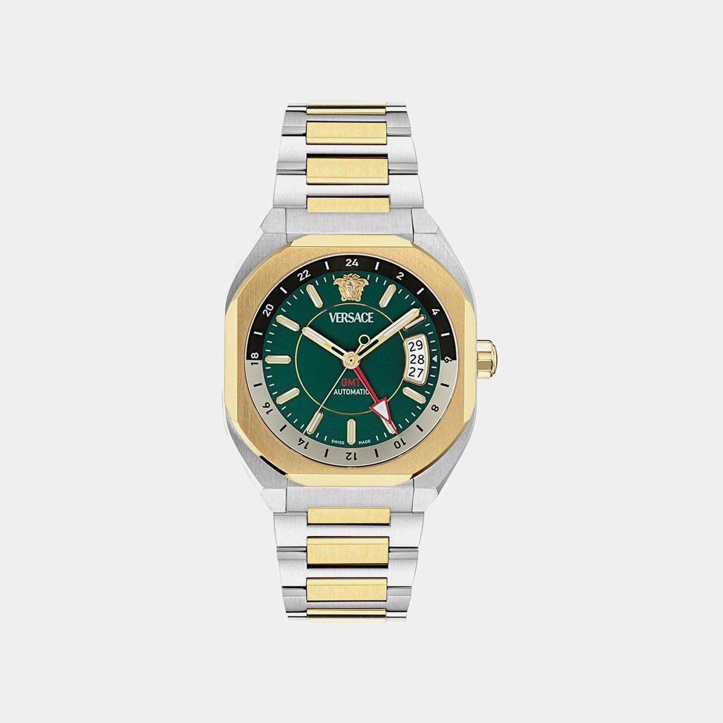 V-Contempo Gmt(Wc-0I) Men Quartz Green Dial Analog Stainless Steel Watch VE0I00325