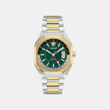 V-Contempo Gmt(Wc-0I) Men Quartz Green Dial Analog Stainless Steel Watch VE0I00325