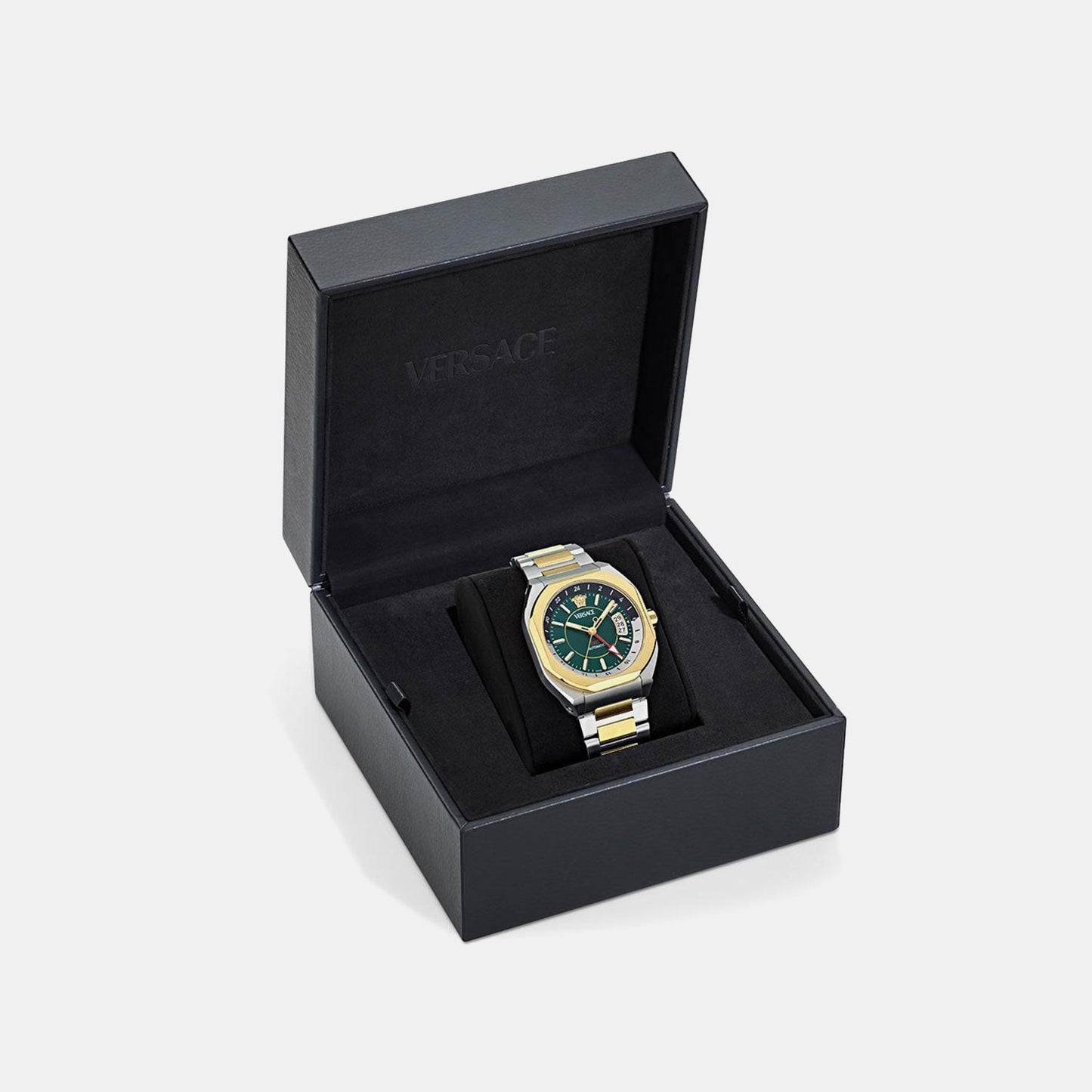 V-Contempo Gmt(Wc-0I) Men Quartz Green Dial Analog Stainless Steel Watch VE0I00325
