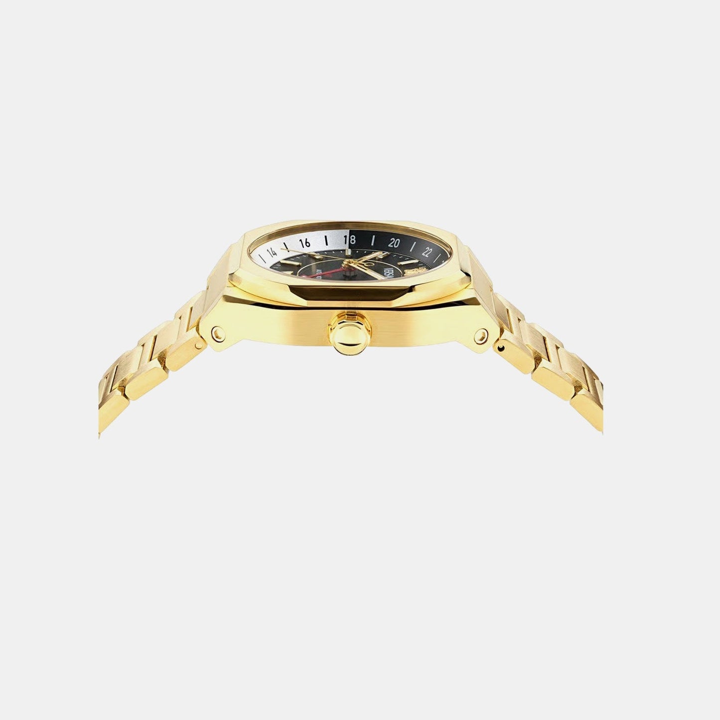 V-Contempo Gmt(Wc-0I) Men Quartz Black Dial Analog Stainless Steel Watch VE0I00425