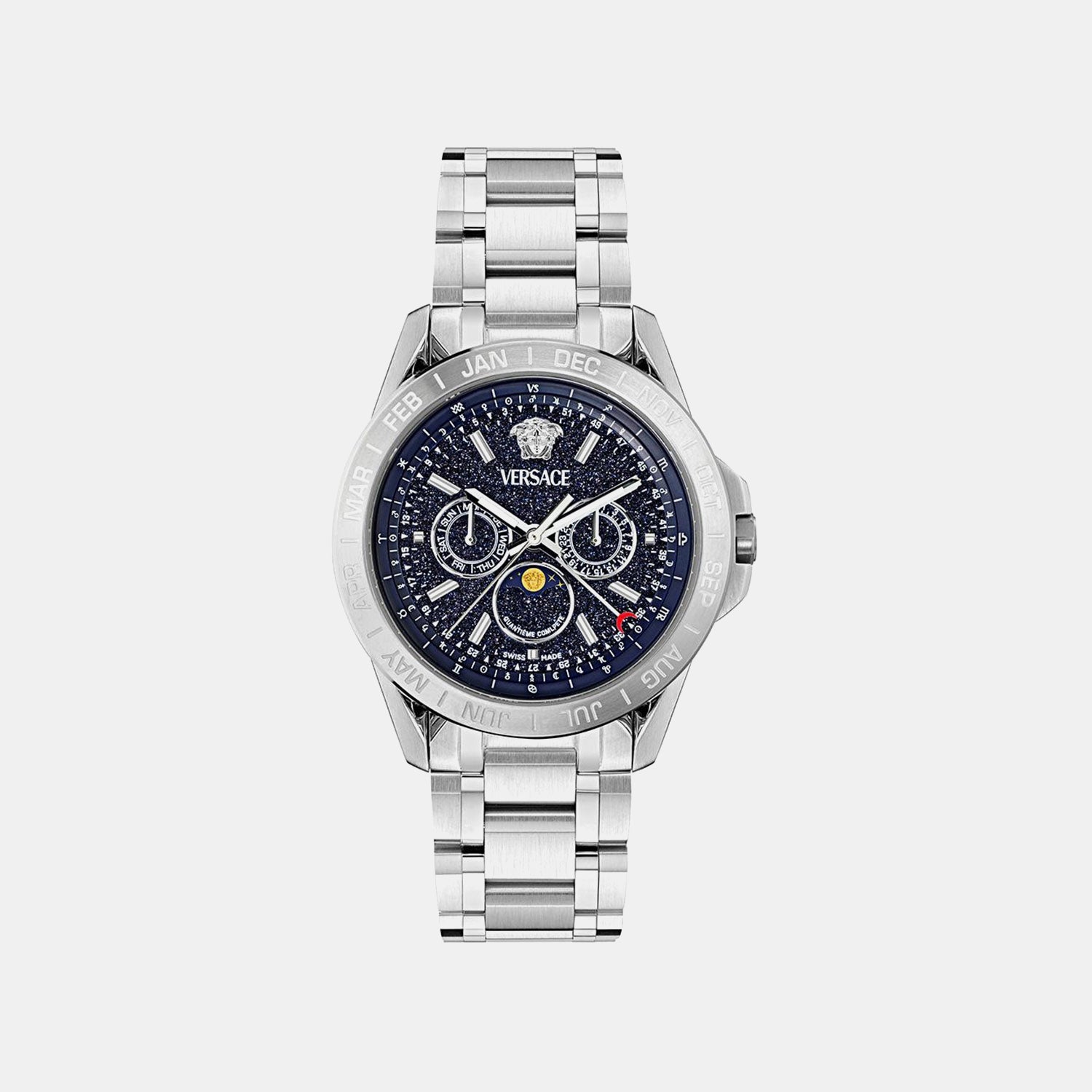 Galaxy Moonph.Chr (Wc-0K) Men Quartz Blue Dial Multi-Function Stainless Steel Watch VE0K00125