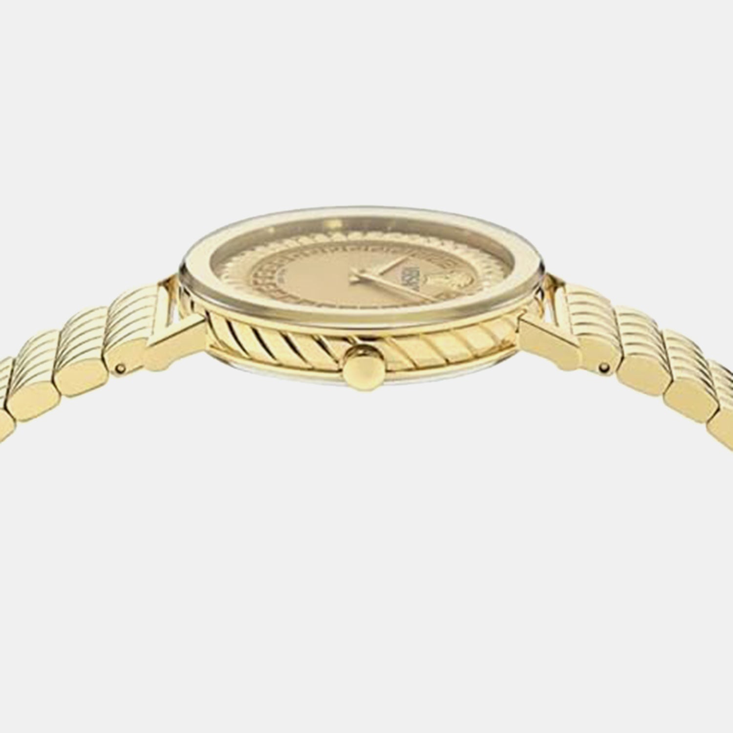 Versace Delphinus (Wc-0O) Women Quartz Gold Dial Analog Stainless Steel Watch VE0O00525