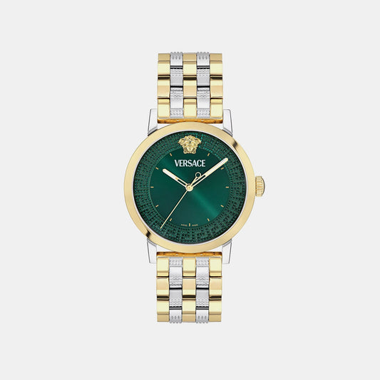 Versace Albireo (Wc-0T) Men Quartz Green Dial Analog Stainless Steel Watch VE0T00425