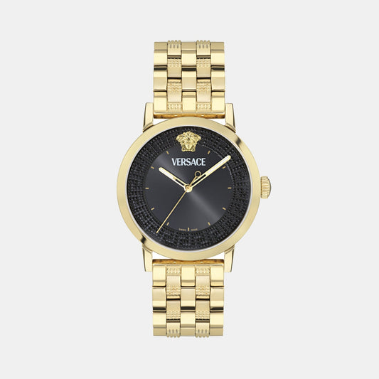Men Quartz Black Dial Analog Stainless Steel Watch VE0T00525