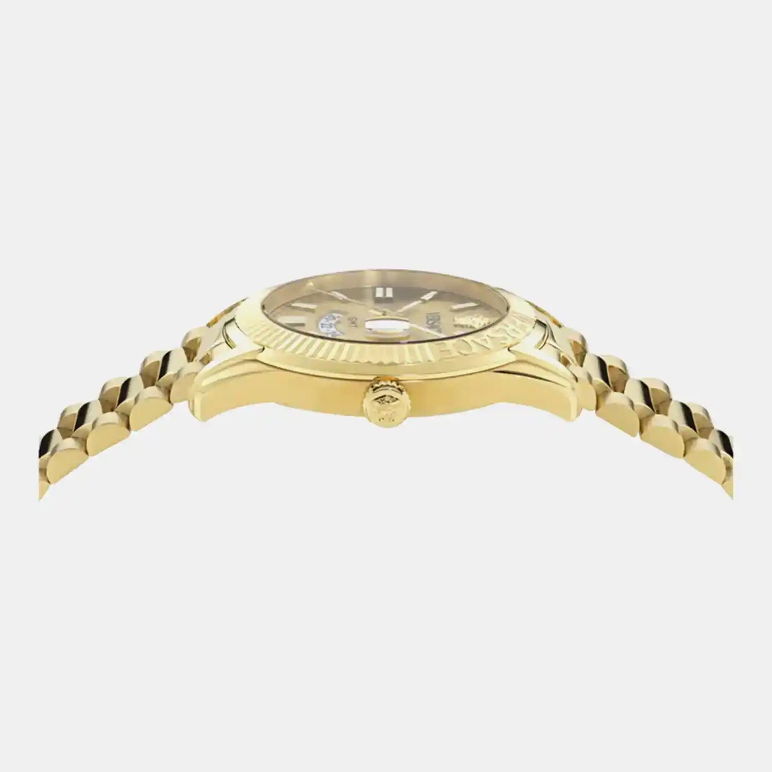 Apodis Men Quartz Gold Dial Analog Stainless Steel Watch VE0U00525