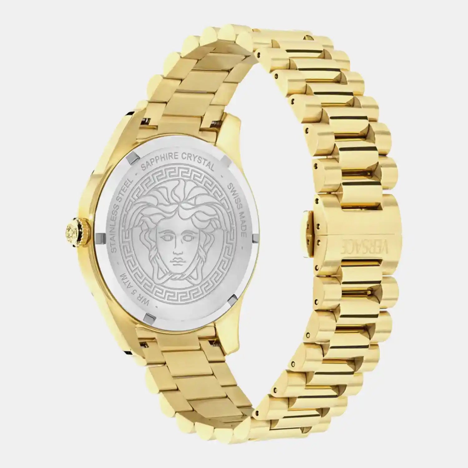 Apodis Men Quartz Gold Dial Analog Stainless Steel Watch VE0U00525