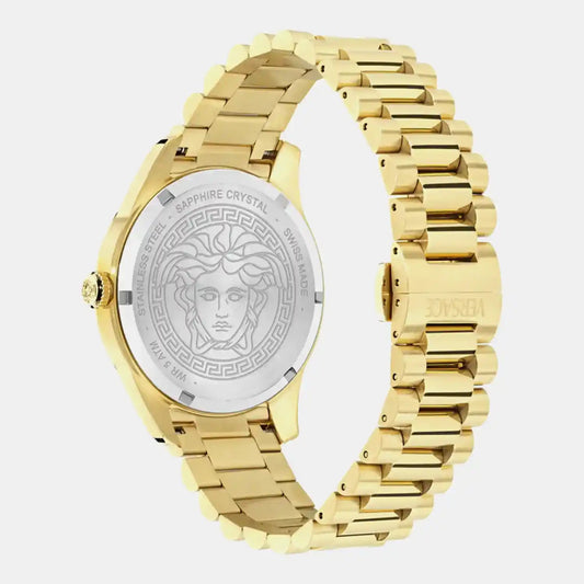 Apodis Men Quartz Gold Dial Analog Stainless Steel Watch VE0U00525